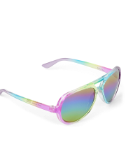 Toddler Girls Rainbow Tie Dye Aviator Sunglasses