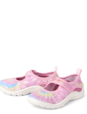 Zapatos acuáticos de niñas pequeñas con efecto teñido anudado y arcoíris