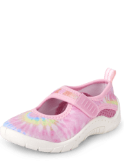 Zapatos acuáticos de niñas pequeñas con efecto teñido anudado y arcoíris