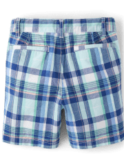 Boys Plaid Chino Shorts