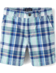 Boys Plaid Chino Shorts
