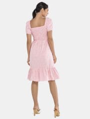 Womens Mommy And Me Gingham Poplin Tiered Dress