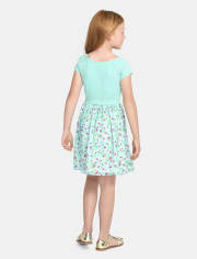 Girls Floral Smocked Fit And Flare Dress