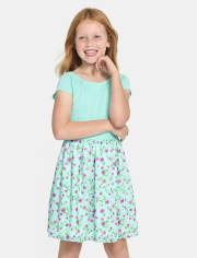 Girls Floral Smocked Fit And Flare Dress