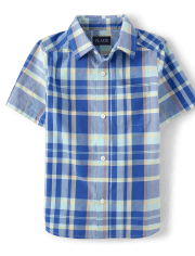 Camisa con botones de popelina a cuadros para niños