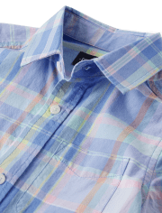 Chemise boutonnée en popeline à carreaux pour garçon