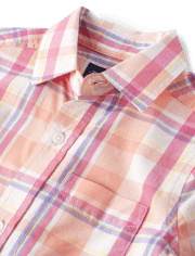 Boys Plaid Poplin Button Up Shirt