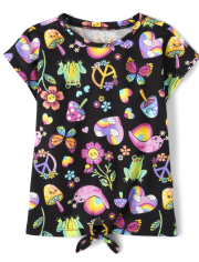 Girls Print Tie-Front Top