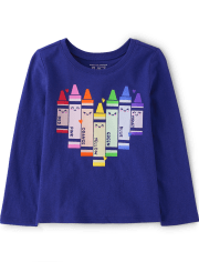 Baby And Toddler Girls Crayon Heart Graphic Tee