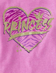 Camiseta con estampado de corazón de princesa para bebés y niñas pequeñas