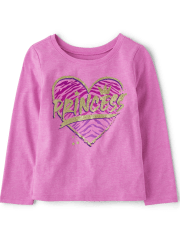 Camiseta con estampado de corazón de princesa para bebés y niñas pequeñas