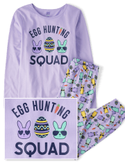 Womens Matching Family Egg Hunting Squad Cotton Pajamas
