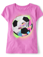 Girls Soccer Ball Graphic Tee