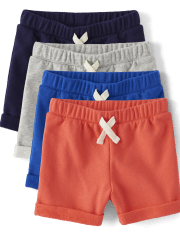 Baby And Toddler Boys French Terry Roll Cuff Shorts 4-Pack