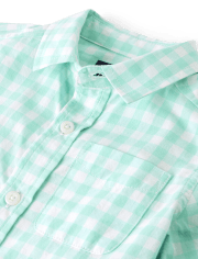 Baby And Toddler Boys Long Sleeve Gingham Poplin Button Up Shirt