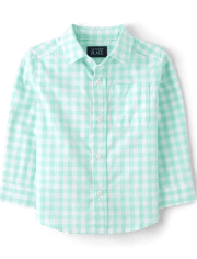 Baby And Toddler Boys Long Sleeve Gingham Poplin Button Up Shirt