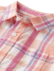 Baby And Toddler Boys Plaid Poplin Button Up Shirt