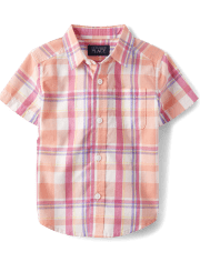 Baby And Toddler Boys Plaid Poplin Button Up Shirt