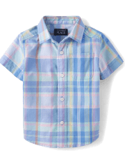 Camisa con botones de popelina a cuadros para bebés y niños pequeños