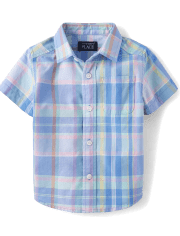 Baby And Toddler Boys Plaid Poplin Button Up Shirt