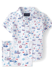 Baby And Toddler Boys Sailboat Poplin Button Up Shirt