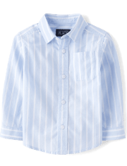 Baby And Toddler Boys Striped Poplin Button Up Shirt