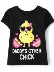 Camiseta con estampado de pollito para bebés y niñas pequeñas