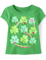 Camiseta con estampado de trébol para bebés y niñas pequeñas