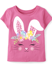 Camiseta con estampado de conejito de Pascua para bebés y niñas pequeñas