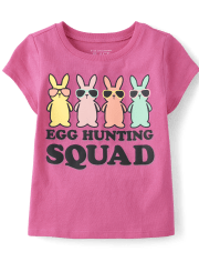 Camiseta con gráfico del equipo de caza de huevos familiar a juego para bebés y niñas pequeñas