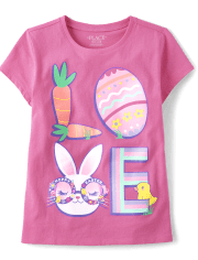 Camiseta con estampado de amor de Pascua para niñas
