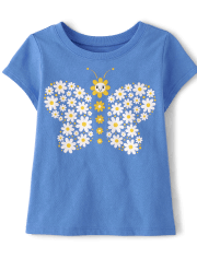 Baby And Toddler Girls Short Sleeve Butterfly Graphic Tee