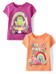 Paquete de 2 camisetas con gráfico Kindness para bebés y niñas pequeñas