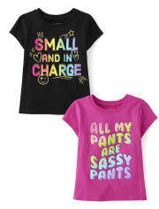 Paquete de 2 camisetas con estampado Sassy para bebés y niñas pequeñas