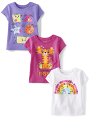 Paquete de 2 camisetas con gráfico educativo para bebés y niñas pequeñas