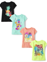 Girls Summer Trends Graphic Tee 4-Pack