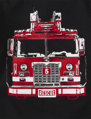 Camiseta con estampado de camión de bomberos para bebés y niños pequeños