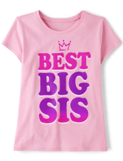 Camiseta con gráfico Big Sis para niñas