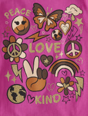 Girls Peace Love Kind Graphic Tee