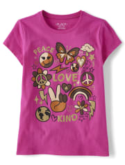 Girls Peace Love Kind Graphic Tee