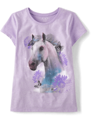 Camiseta con estampado de caballo para niñas