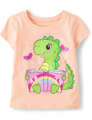 Camiseta con estampado de dinosaurio para bebés y niñas pequeñas