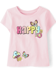 Camiseta con gráfico Happy para bebés y niñas pequeñas