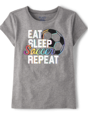 Girls Soccer Repeat Graphic Tee