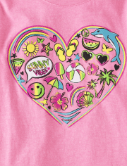 Camiseta con estampado de corazón de verano para niñas