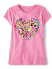 Camiseta con estampado de corazón de verano para niñas