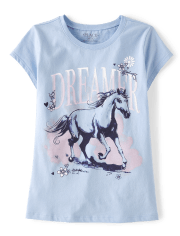 T-shirt graphique Dreamer Horse pour filles