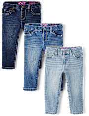 Paquete de 3 jeans súper ajustados para niñas pequeñas