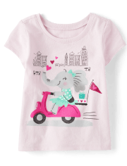 Baby And Toddler Girls Elephant Scooter Graphic Tee