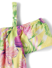 Vestido con volantes tropicales Mamá y yo para bebés y niñas pequeñas